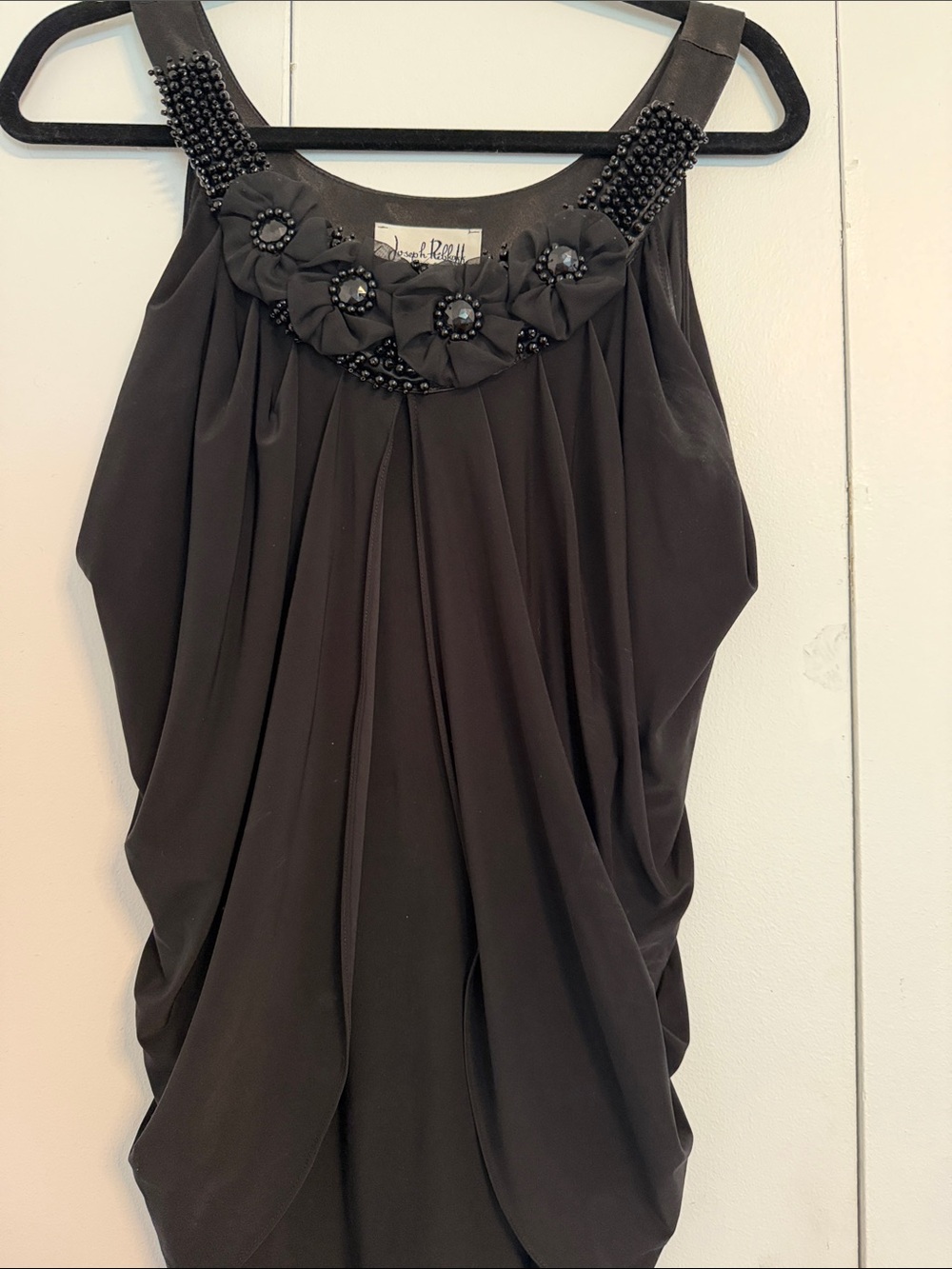 Joseph Ribkoff Black Drapped Halter Midi Dress